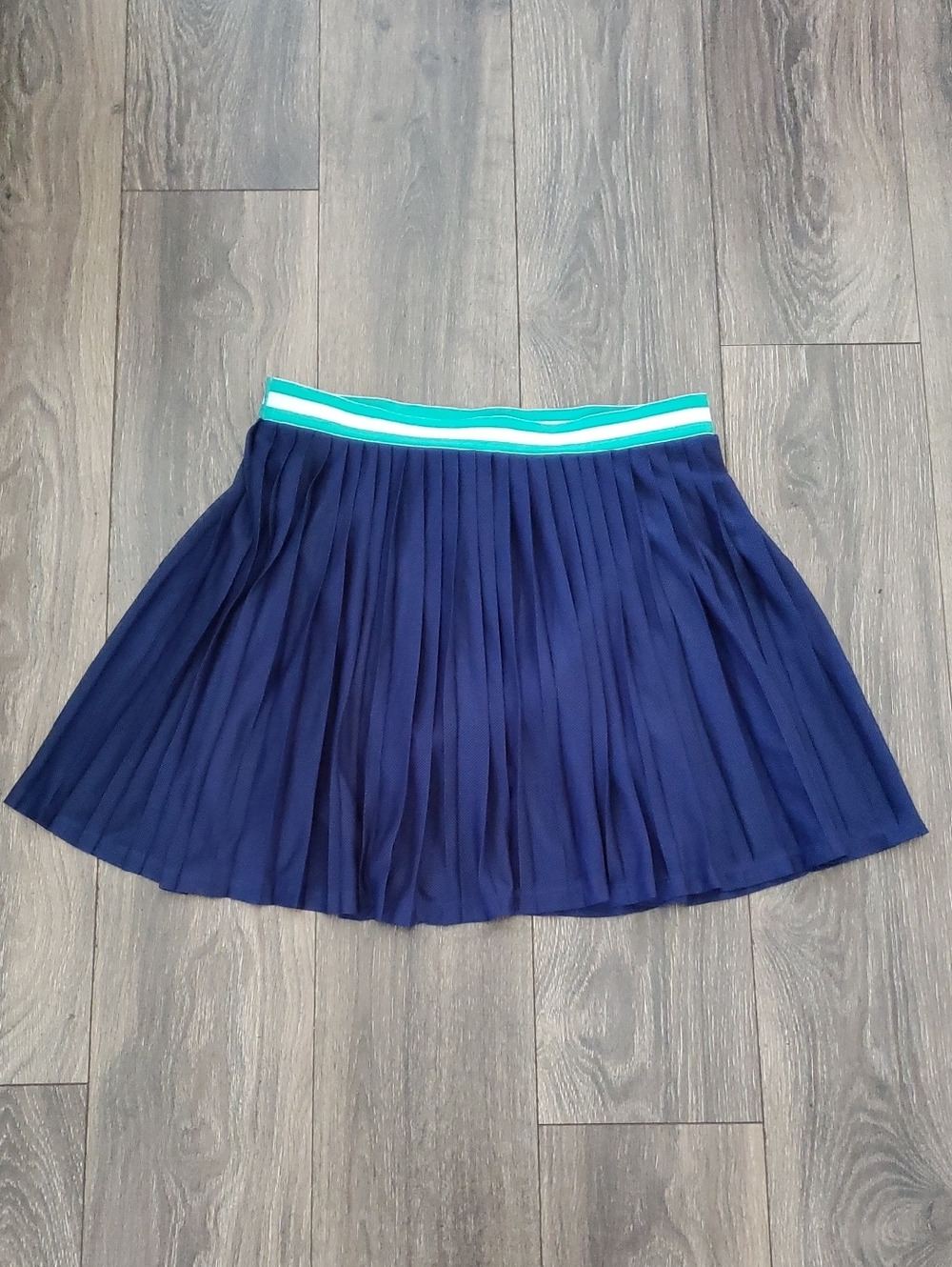 J. Crew Navy Pleated Mesh Tennis Skort Skirt Womens Large Blue Green White